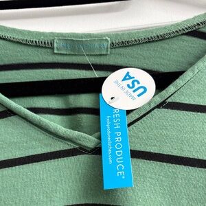 Fresh Produce Green and Black Striped Top 1X NWT